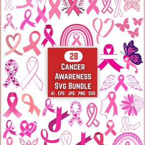 Breast Cancer Awareness Pink Ribbon SVG Bundle (Digital Files)