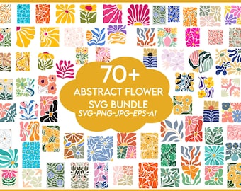 Paquete SVG floral abstracto, clipart floral de mediados de siglo (descarga digital)