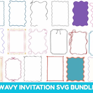 Wavy Invitation SVG Bundle: Hand-Drawn Frames, Whimsical Wedding Border (Digital Files)