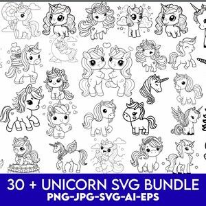 Unicorn Bundle Svg ,Unicorn png,Unicorn SVG Cut Files,Girls unicorns svg,Unicorn SVG Cut Files for Cricut,Baby Unicorn PNG,,Instant Dowlnoad