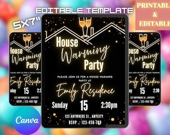 Gold Housewarming Party Invitation: Editable New Home Evite (Digital)