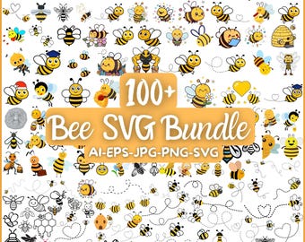Bee SVG Bundle, Honeycomb, Bumble Bee Clip Art (Digital Download