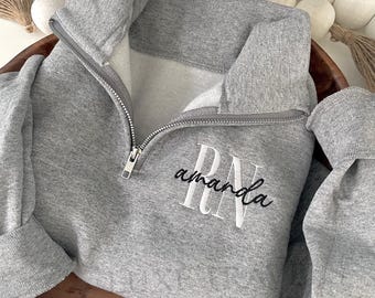 Nurse RN Quarter Zip Sweatshirt- Cute Doctor Gift- Hospital Apparel