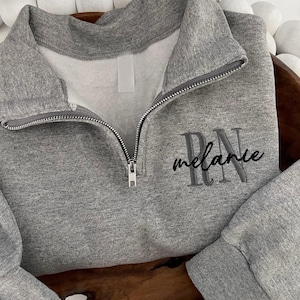 Custom Nurse 1/4 Zip Sweatshirt, RN LPN CNA Pullover, Gifts for Nurses