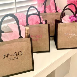 Birthday Celebration Personalized Gift Burlap Tote Bag with Name/ 30th 40th 50th 60th birthday