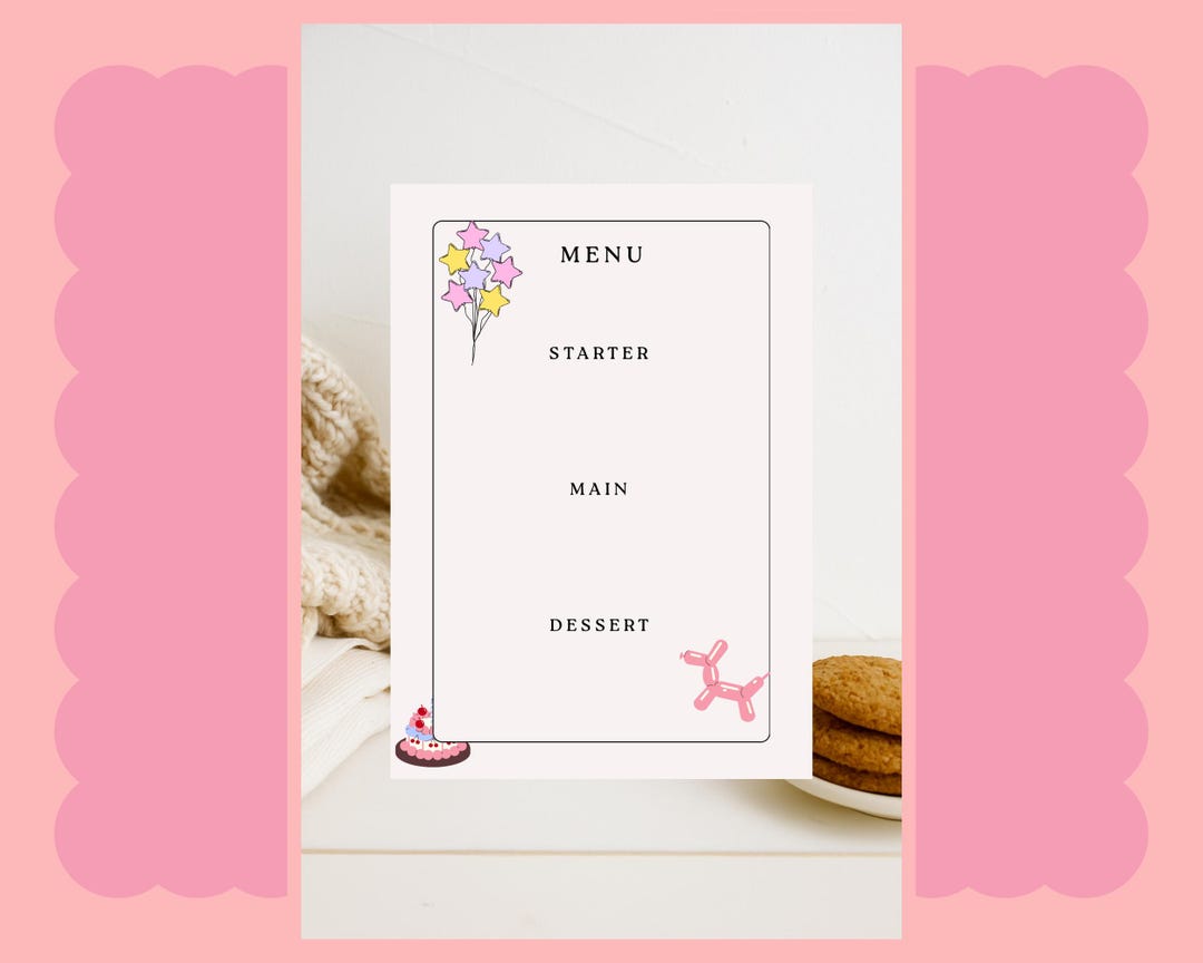 Cute Pink Menu Digital Template - Etsy