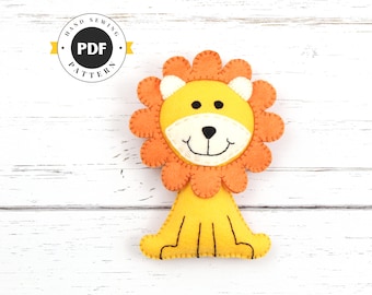 Felt Lion Sewing Pattern: Hand Sewn Plushie (PDF SVG DFX)