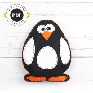 Penguin Sewing Pattern, Felt Penguin Hand Sewing Pattern, Plush Penguin Softie, Penguin Plushie Toy, Instant Download PDF SVG DXF
