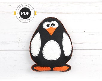 Penguin Sewing Pattern, Felt Penguin Hand Sewing Pattern, Plush Penguin Softie, Penguin Plushie Toy, Instant Download PDF SVG DXF