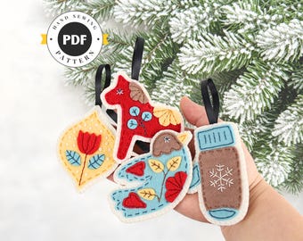 Wzór na filcowe ozdoby świąteczne | Hygge Nordic Folk Art (wzór PDF)