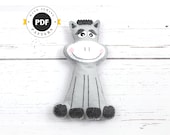 Donkey Sewing Pattern, Plush Stuffed Donkey Hand Sewing Pattern, Sew a Felt Donkey, Instant Download Digital PDF, Donkey Plushie Softie