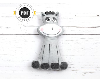 Felt Donkey Sewing Pattern: Plush Stuffed Animal (Digital PDF)