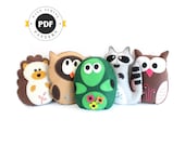 Forest Animal Softie Patterns – Raccoon, Owl, Turtle, Hedgehog – DIY Felt Plush PDF SVG