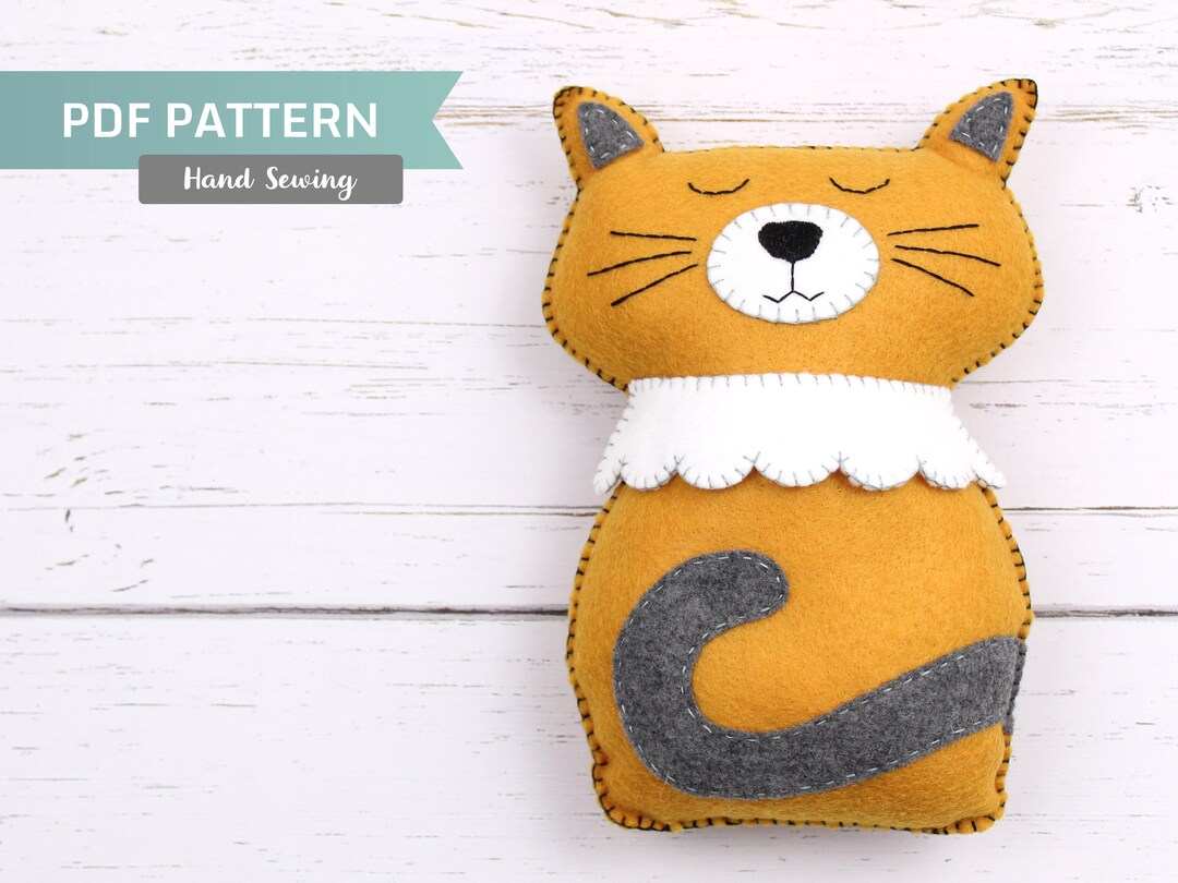 Cat Sewing Pattern Felt Cat Easy Hand Sewing Pattern for Etsy