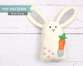 Bunny Sewing Pattern, Felt Rabbit Hand Sewing Pattern with Carrot, Embroidery for Beginners, PDF SVG DXF
