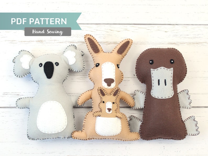 Australian Animal Sewing Patterns Felt Hand Sewing Patterns Etsy