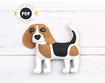 Vilten beagle-naaipatroon: opgezette hondenknuffel (pdf SVG DXF)