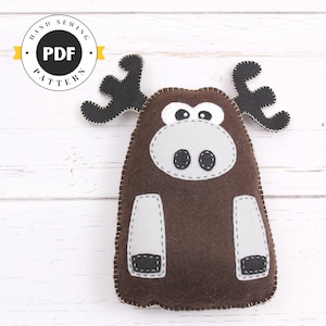 Felt Moose Sewing Pattern: Plush Stuffed Animal (PDF SVG DXF)