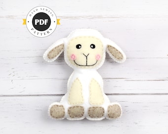 Lamb Stuffed Animal Sewing Pattern, Plush Lamb Sewing Pattern, Felt Lamb Pattern, Lamb Plushie Softie, Sheep Sewing Pattern, SVG DXF PDF