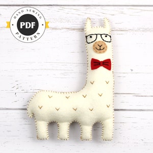 Felt Llama Sewing Pattern: Hipster Stuffed Animal (PDF SVG DFX)
