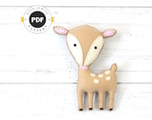 Deer Sewing Pattern, Felt Stuffed Deer Hand Sewing Plushie, Fawn Softie Pattern, How to Sew a Woodland Deer, Instant Download PDF SVG DXF