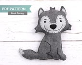 Wolf Sewing Pattern, Big Bad Wolf Stuffed Animal Hand Sewing, Felt Coyote Hand Sewing Pattern, Gray Wolf, Easy Sewing Project, PDF SVG DFX