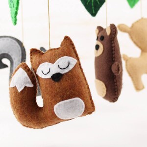 Little felt fox in hand stitched woodland forest mobile