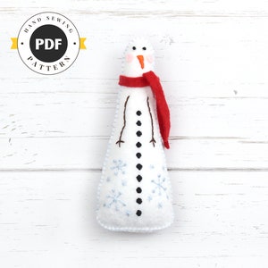 Snowman Hand Sewing Pattern, Christmas Decoration, Plush Snowman, Felt Snowman, Christmas Pattern DIY Decor, Instant Download PDF SVG