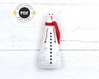 Snowman Hand Sewing Pattern, Christmas Decoration, Plush Snowman, Felt Snowman, Christmas Pattern DIY Decor, Instant Download PDF SVG