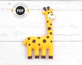 Giraffe Sewing Pattern, Felt Giraffe Hand Sewing Plushie DIY, How to Sew a Felt Giraffe, Easy Giraffe Softie, Stuffed Animal Giraffe PDF SVG