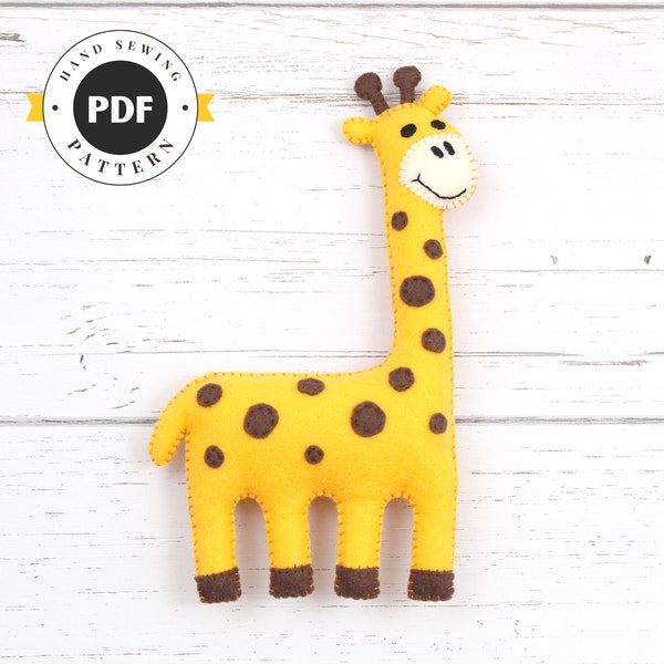 Giraffe Sewing Pattern, Felt Giraffe Hand Sewing Plushie DIY, How to Sew a Felt Giraffe, Easy Giraffe Softie, Stuffed Animal Giraffe PDF SVG