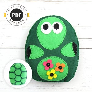 Felt Turtle Sewing Pattern: Embroidered Softie DIY (PDF SVG)