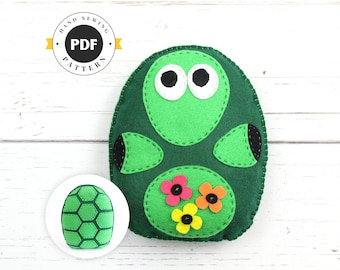 Felt Turtle Sewing Pattern: Embroidered Softie DIY (PDF SVG)