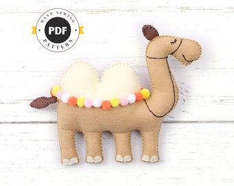 Camel Sewing Pattern, Felt Camel Stuffed Animal Instructions, Instant Digital Download PDF SVG DXF