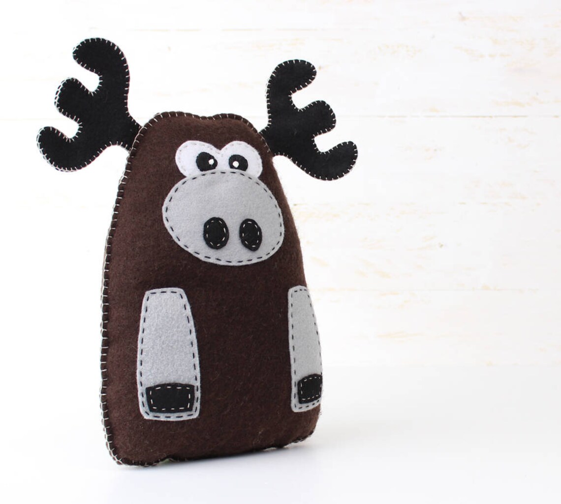 Moose Sewing Pattern Plush Felt Moose Stuffed Animal Sewing Etsy