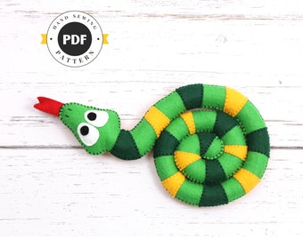Felt Snake Sewing Pattern: Plush Toy Instructions (PDF, SVG, DXF)