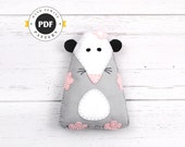 Possum Sewing Pattern, Felt Rat Stuffed Animal Pattern, Plush Rodent or Opossum Plushie Pattern, Easy Hand Sewing, Opossum Stuffie, PDF SVG