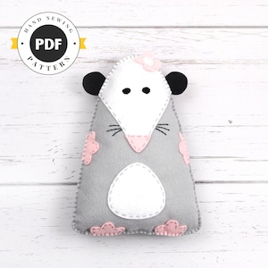 Possum Sewing Pattern, Felt Rat Stuffed Animal Pattern, Plush Rodent or Opossum Plushie Pattern, Easy Hand Sewing, Opossum Stuffie, PDF SVG