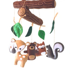 Woodland Mobile Sewing Pattern, DIY Woodland Nursery Mobile, Hand Sew Felt Crib Mobile, Woodland ...