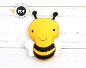 Bumblebee Sewing Pattern, Stuffed Felt Bee Plushie Pattern, Bumble Bee Feltie, Honey Bee, Instant Download, PDF SVG DFX