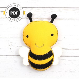 Bumblebee Sewing Pattern, Stuffed Felt Bee Plushie Pattern, Bumble Bee Feltie, Honey Bee, Instant Download, PDF SVG DFX