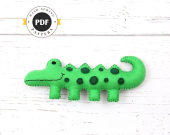 Crocodile Sewing Pattern, Felt Alligator Pattern, Sew by Hand a Felt Crocodile or Alligator, Plush Alligator, Stuffed Crocodile, PDF SVG DFX