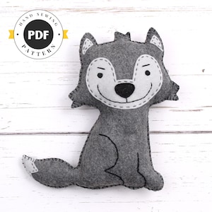 Mönster för sömnad av filtvarg: Stor stygg varg i plysch (PDF SVG DFX)