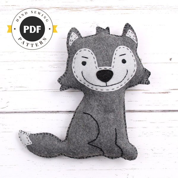 Wolf Sewing Pattern, Big Bad Wolf Stuffed Animal Hand Sewing, Felt Coyote Hand Sewing Pattern, Gray Wolf, Easy Sewing Project, PDF SVG DFX