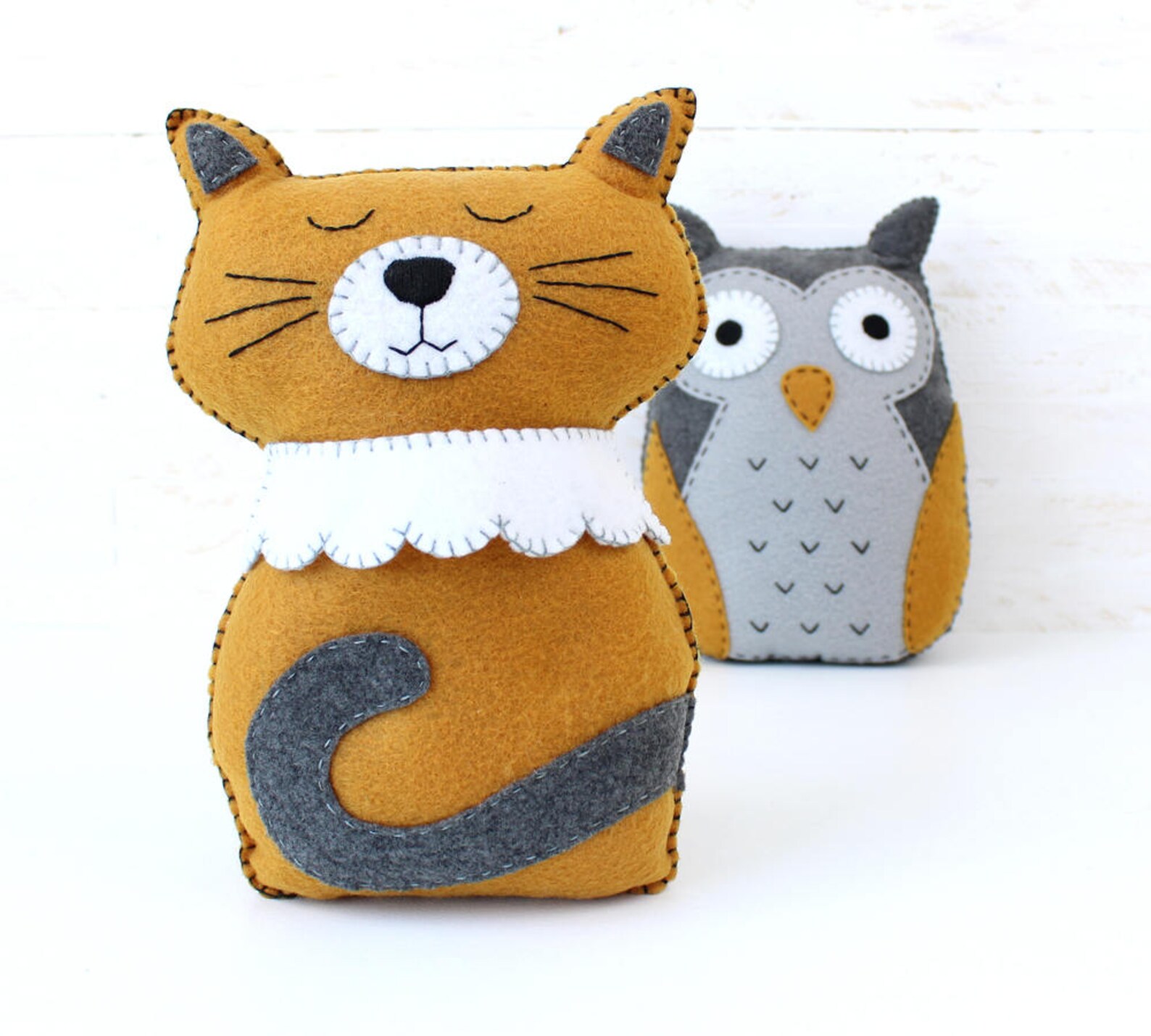 Felt Animal Sewing Patterns the Owl and the Pussycat Cat Etsy UK