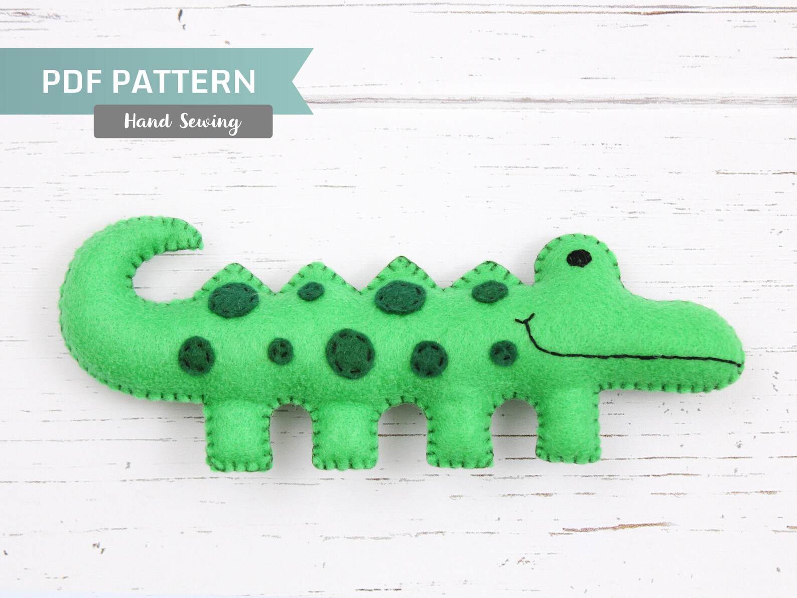Crocodile Sewing Pattern Felt Alligator Pattern Sew by Hand Etsy