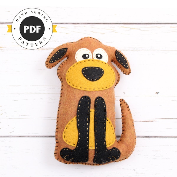 Felt Dog Stuffed Animal Sewing Pattern: Easy Plushie (PDF SVG DFX)