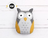 Felt Owl Sewing Pattern, Stuffed Owl Plushie Hand Sewing Pattern, Embroidered Owl Softie, Simple Sewing Pattern for Owl, PDF SVG DXF