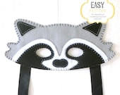 Raccoon Mask Pattern, Raccoon Mask Sewing Pattern, Woodland Mask Pattern, DIY Raccoon Mask, Instant Download PDF