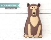 Stuffed Bear Sewing Pattern, Felt Hand Sewing Bear Plushie Pattern, Woodland Bear Softie, Brown Bear Plush Toy, Instant Download PDF SVG
